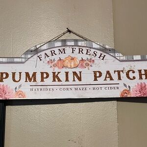 Farm Fresh Pumpkin Patch Wall Sign - Orange and White